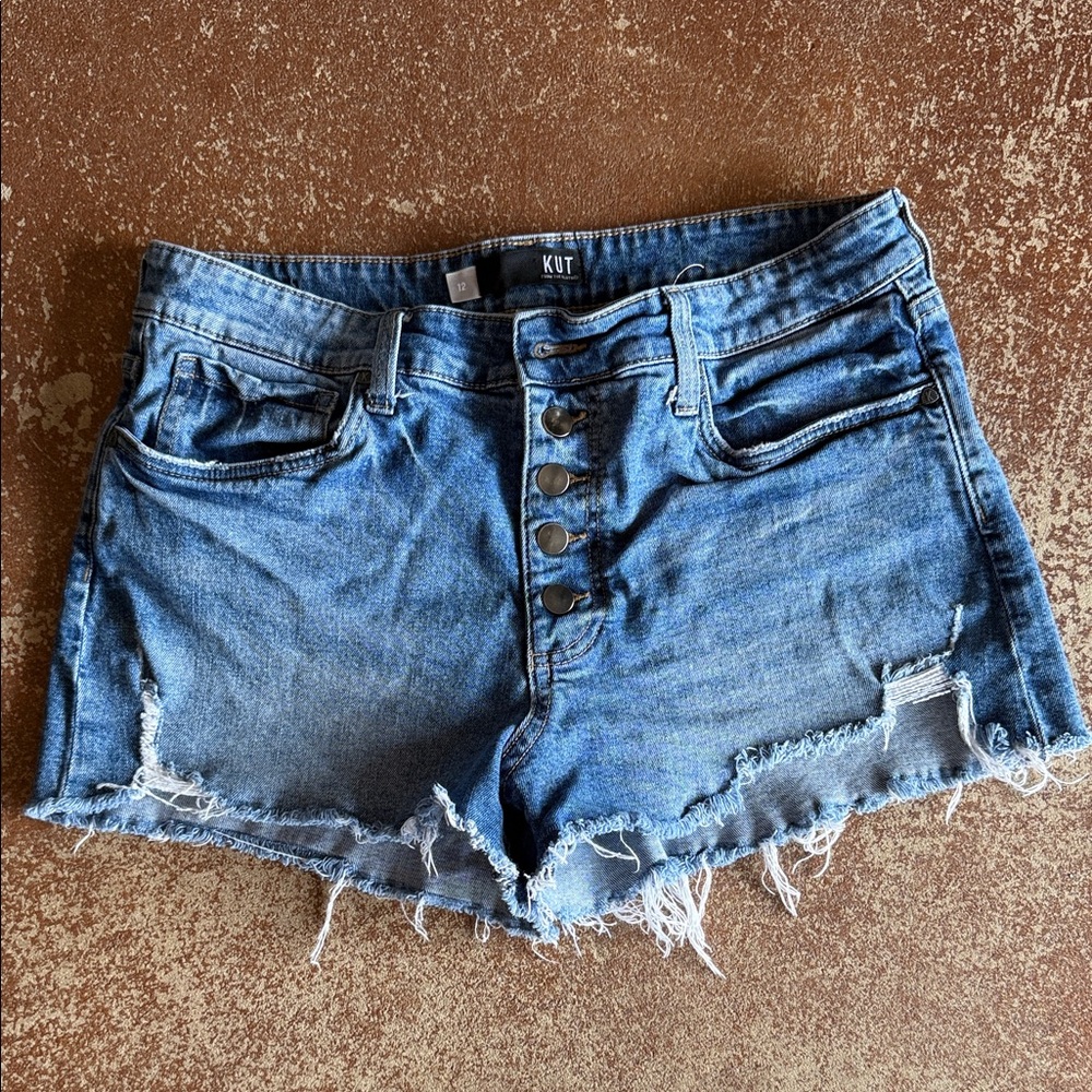 Kut from the Kloth Distressed Blue Jean Shorts